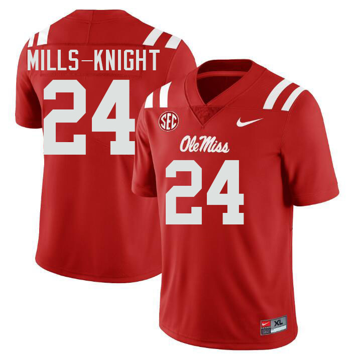 Ole Miss Rebels #24 Shekai Mills-Knight College Football Jerseys Stitched-Red